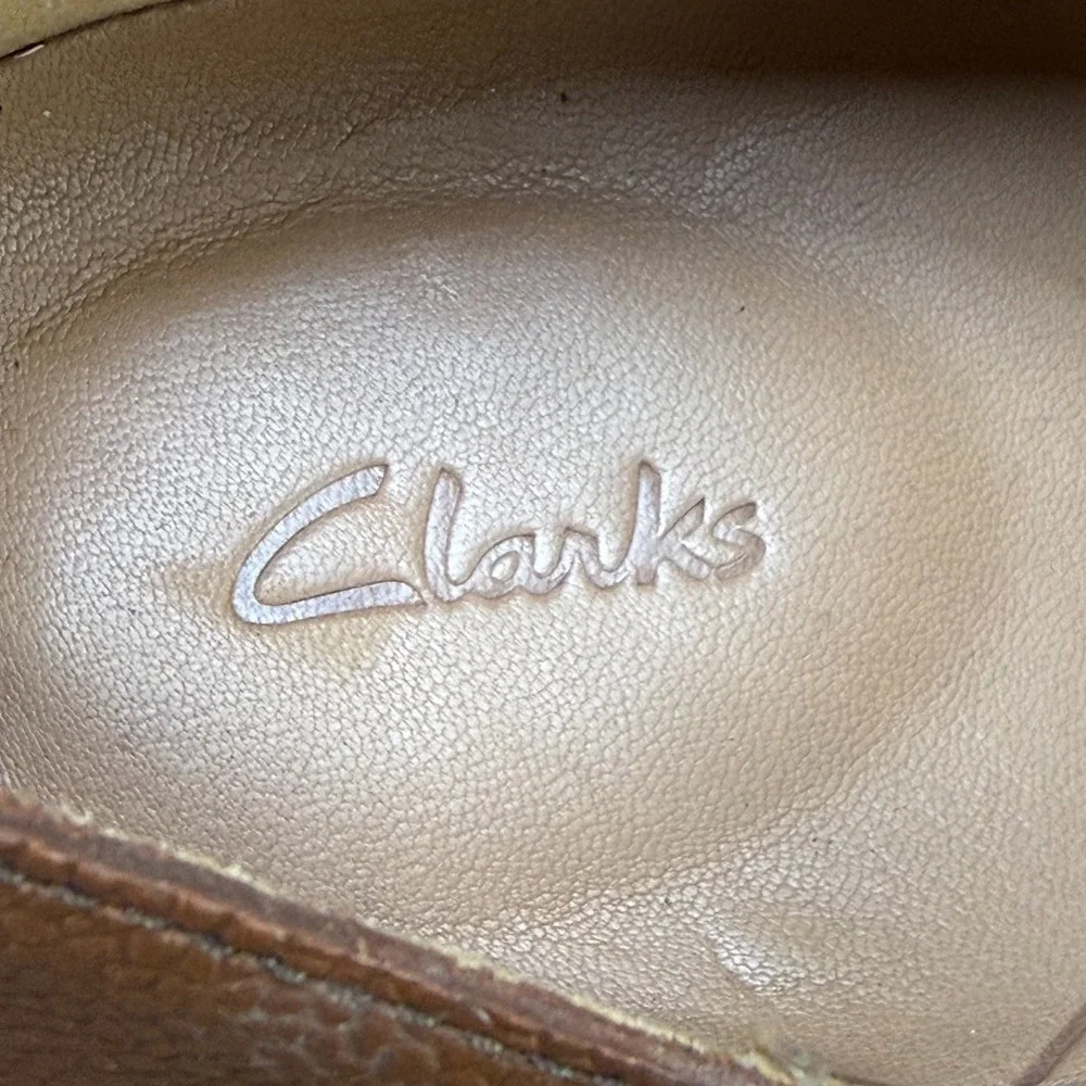Clarks Whitman Lace Up Oxfords Mens 7.5‎ Brown Textured Leather Split Toe Derby